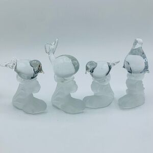 Vintage Glass Animal Figurines – Taiwan ROC – Set of 4 Birds, Whale, Penguin